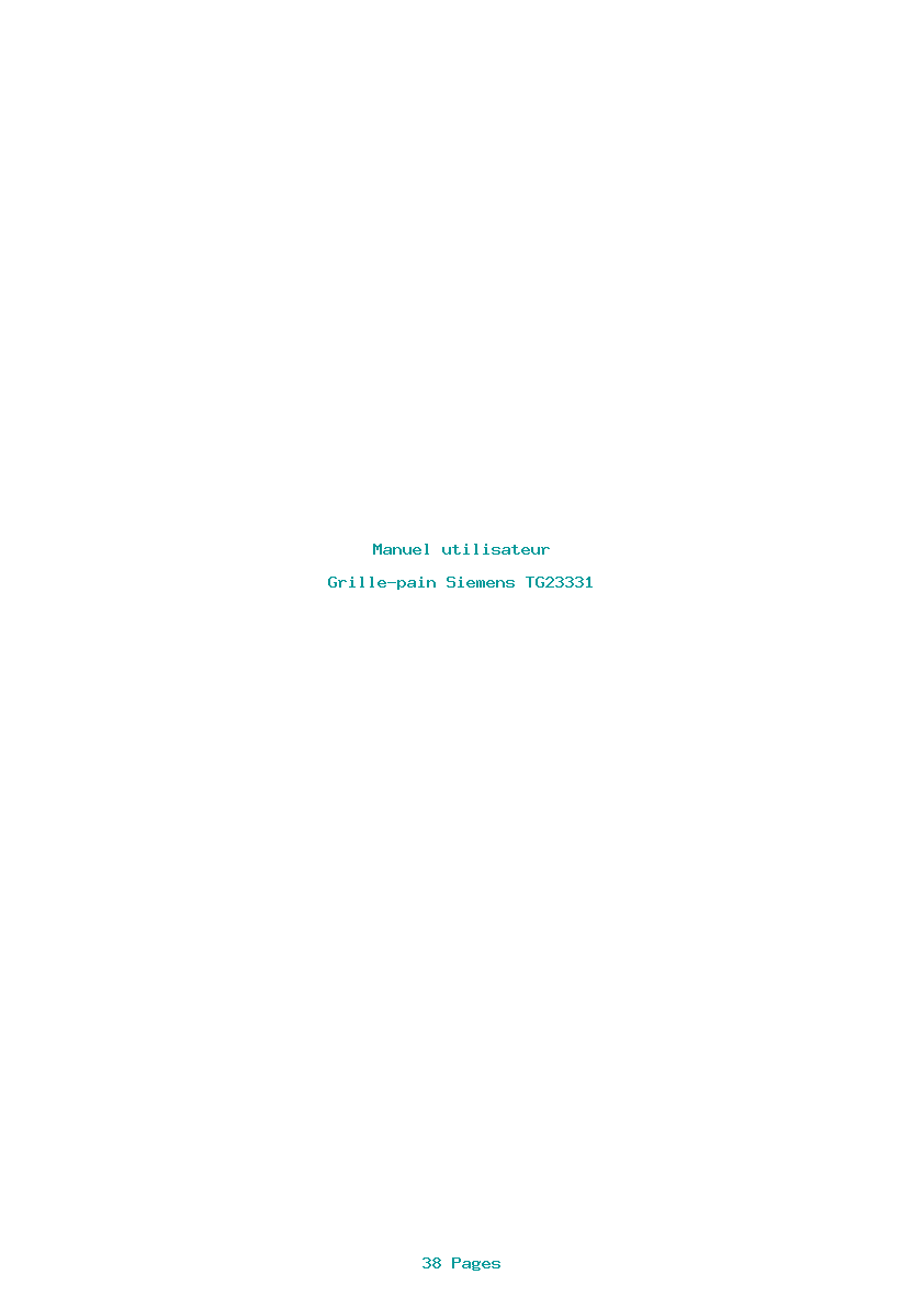 Page 1 de la notice Manuel utilisateur Siemens TG23331