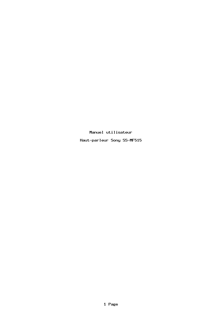 Page 1 de la notice Manuel utilisateur Sony SS-MF515