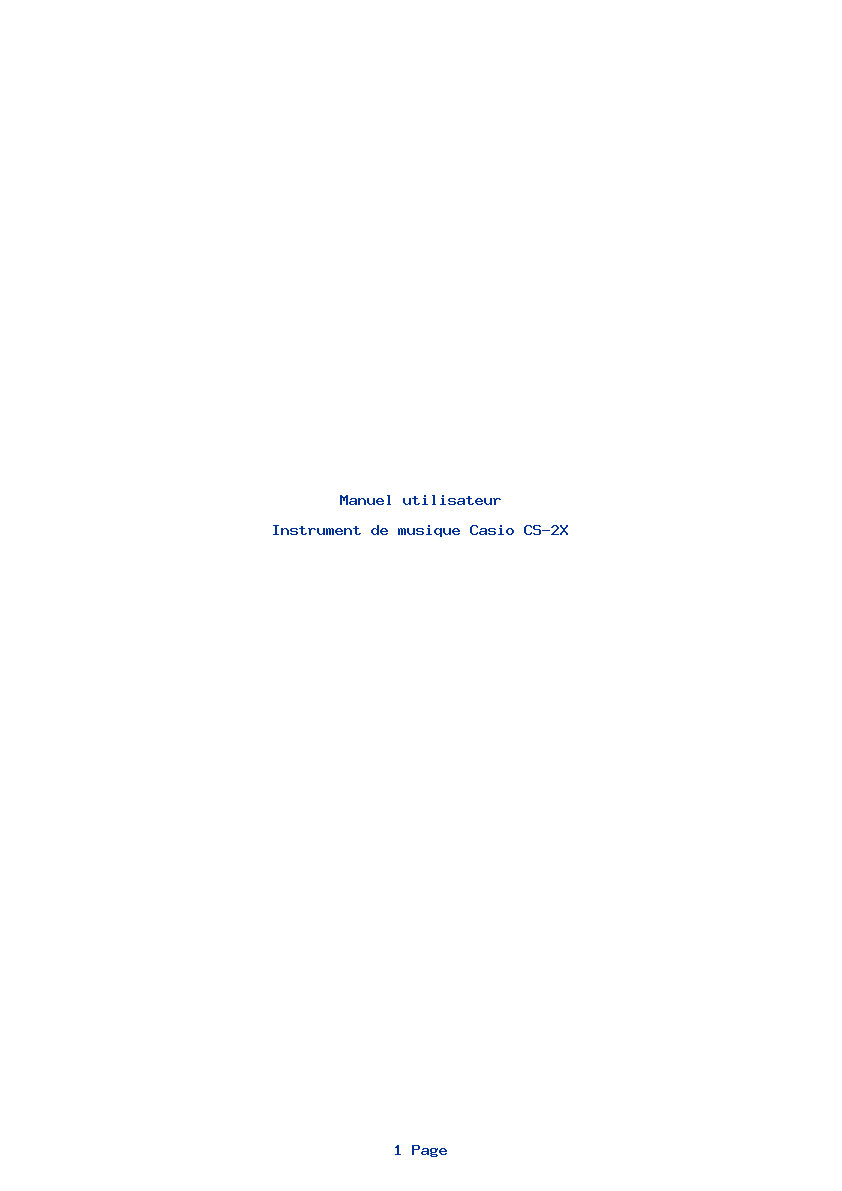 Page 1 de la notice Manuel utilisateur Casio CS-2X