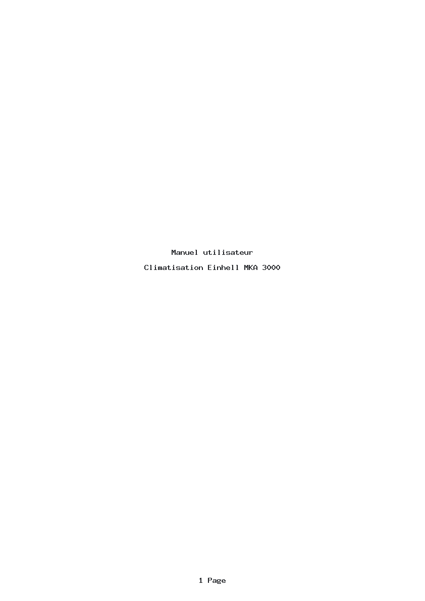 Page 1 de la notice Manuel utilisateur Einhell MKA 3000