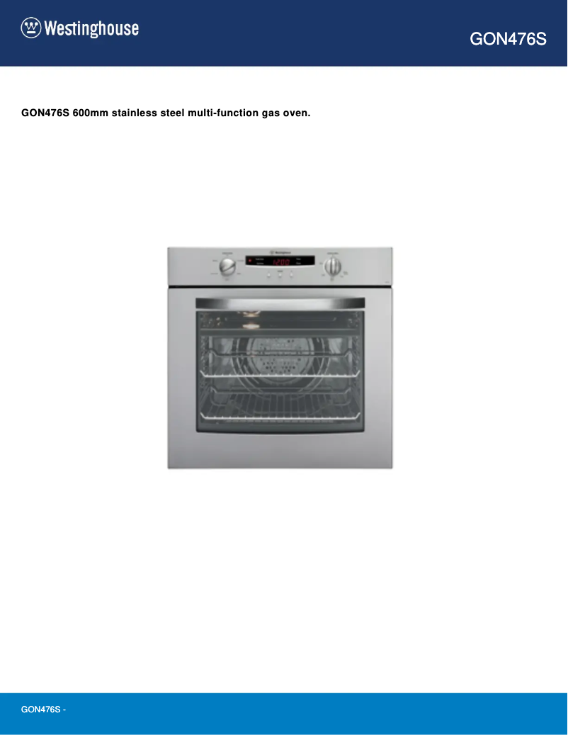 Page 1 de la notice Manuel utilisateur Westinghouse GON476S