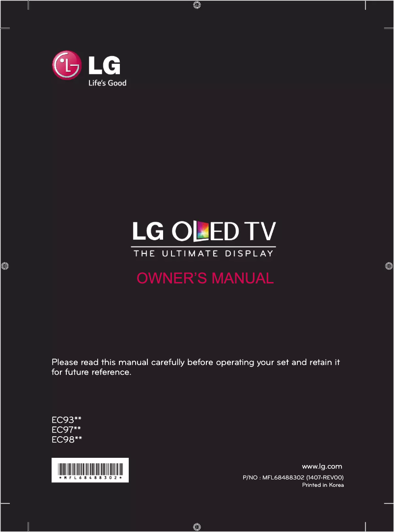 Page 1 de la notice Manuel utilisateur LG 55EC930V