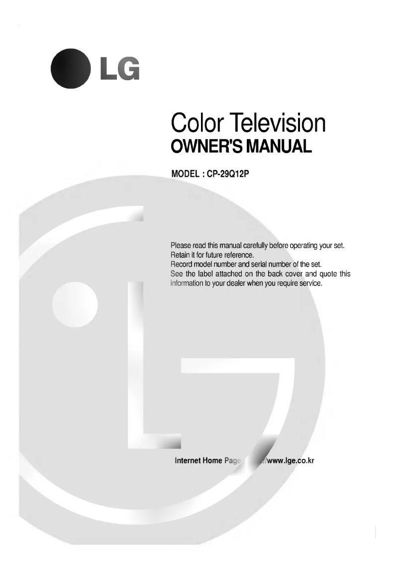 Page 1 of the manual User Manual LG CP-29Q12P