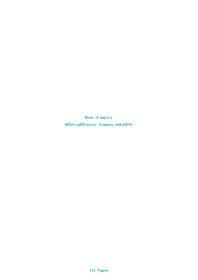 Page 1 de la notice Mode d'emploi Siemens KA62DP91