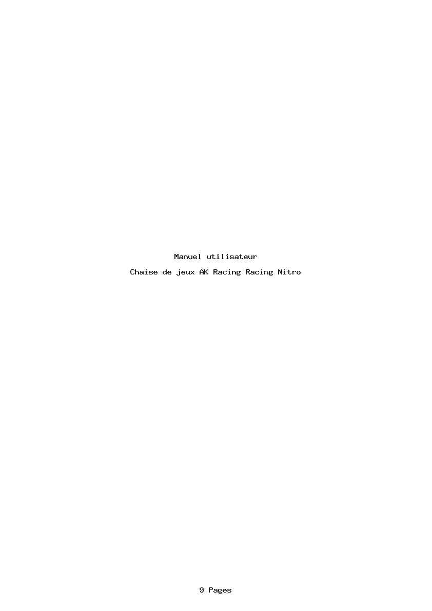 Page 1 de la notice Manuel utilisateur AK Racing Racing Nitro