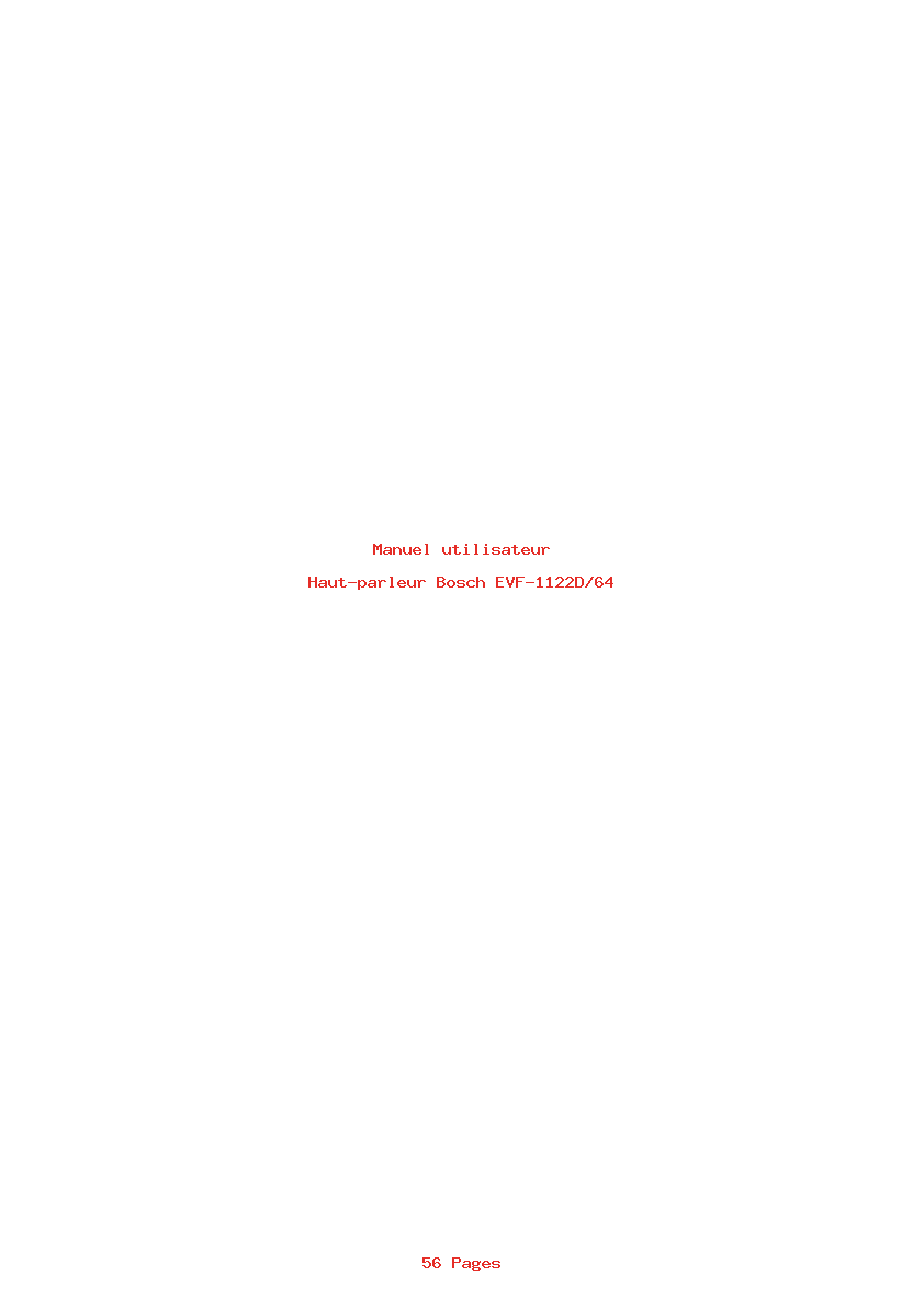 Page 1 de la notice Manuel utilisateur Bosch EVF-1122D/64