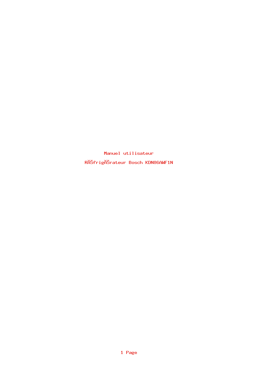 Page 1 de la notice Manuel utilisateur Bosch KDN86AWF1N