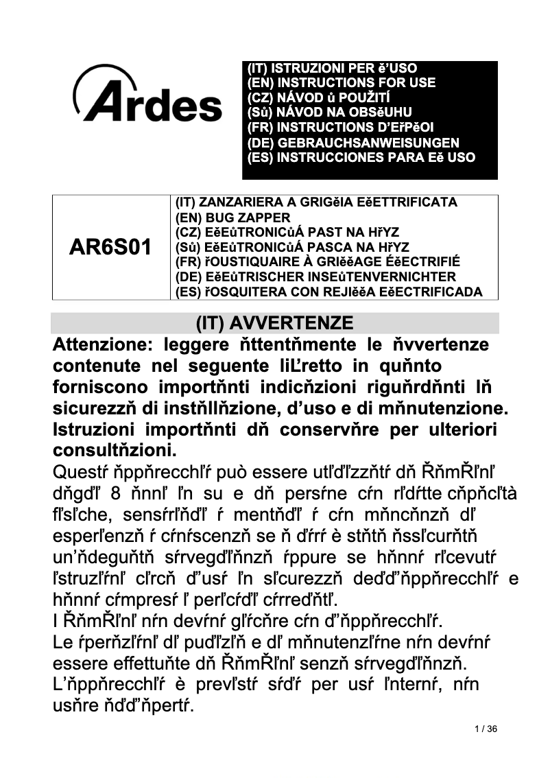 Page 1 de la notice Instructions / montage Ardes AR6S01