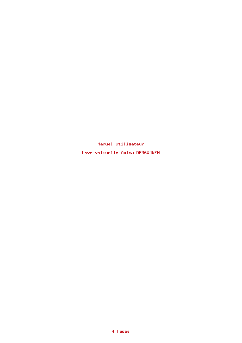 Page 1 de la notice Manuel utilisateur Amica DFM604WEN