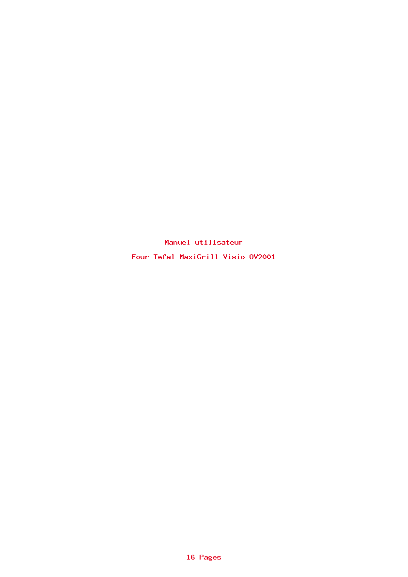 Page 1 de la notice Manuel utilisateur Tefal MaxiGrill Visio OV2001