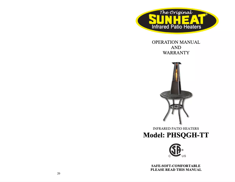 Page 1 of the manual User Manual Sunheat PHSQGHTT