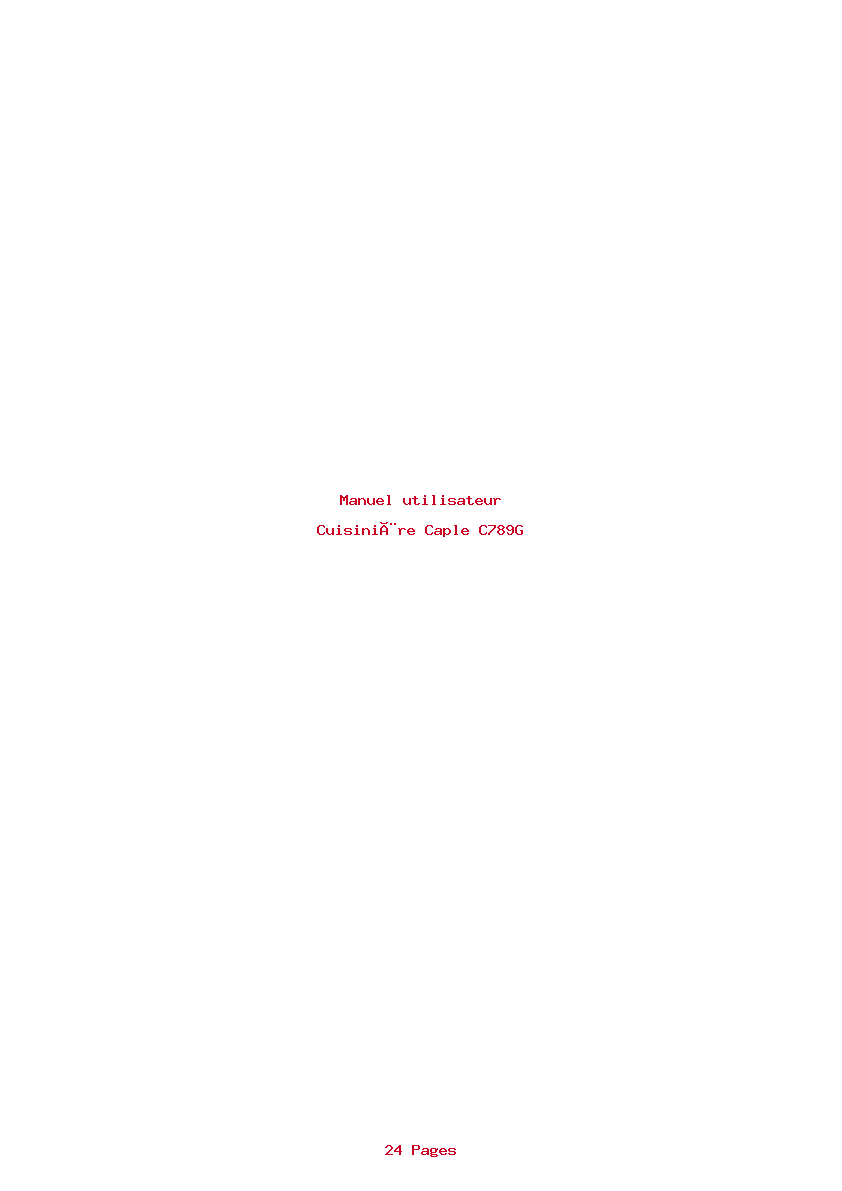 Page 1 de la notice Manuel utilisateur Caple C789G