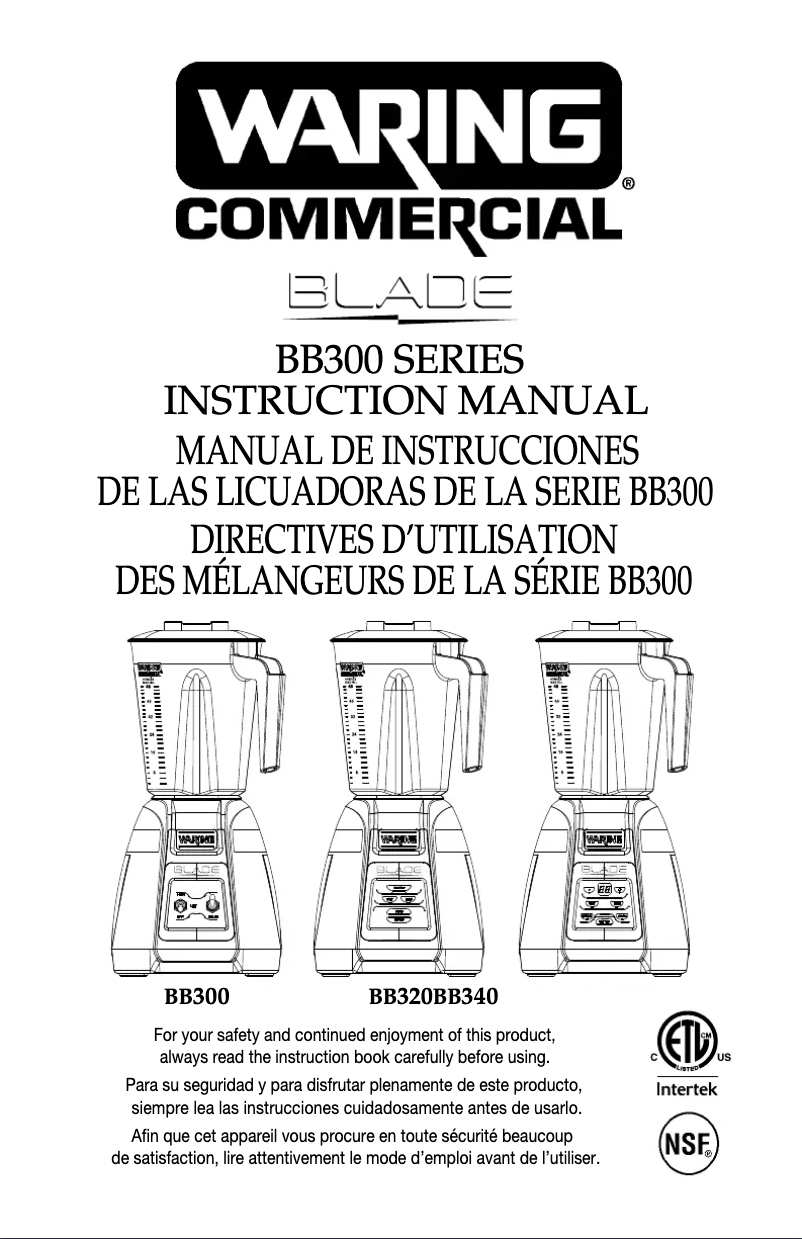 Página 1 del manual Manual de usuario Waring Commercial Blade BB300