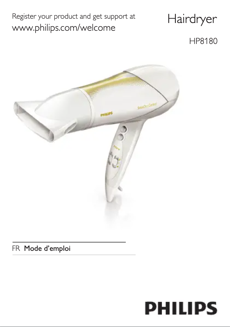 Page 1 de la notice Manuel utilisateur Philips SalonDry Control HP8298
