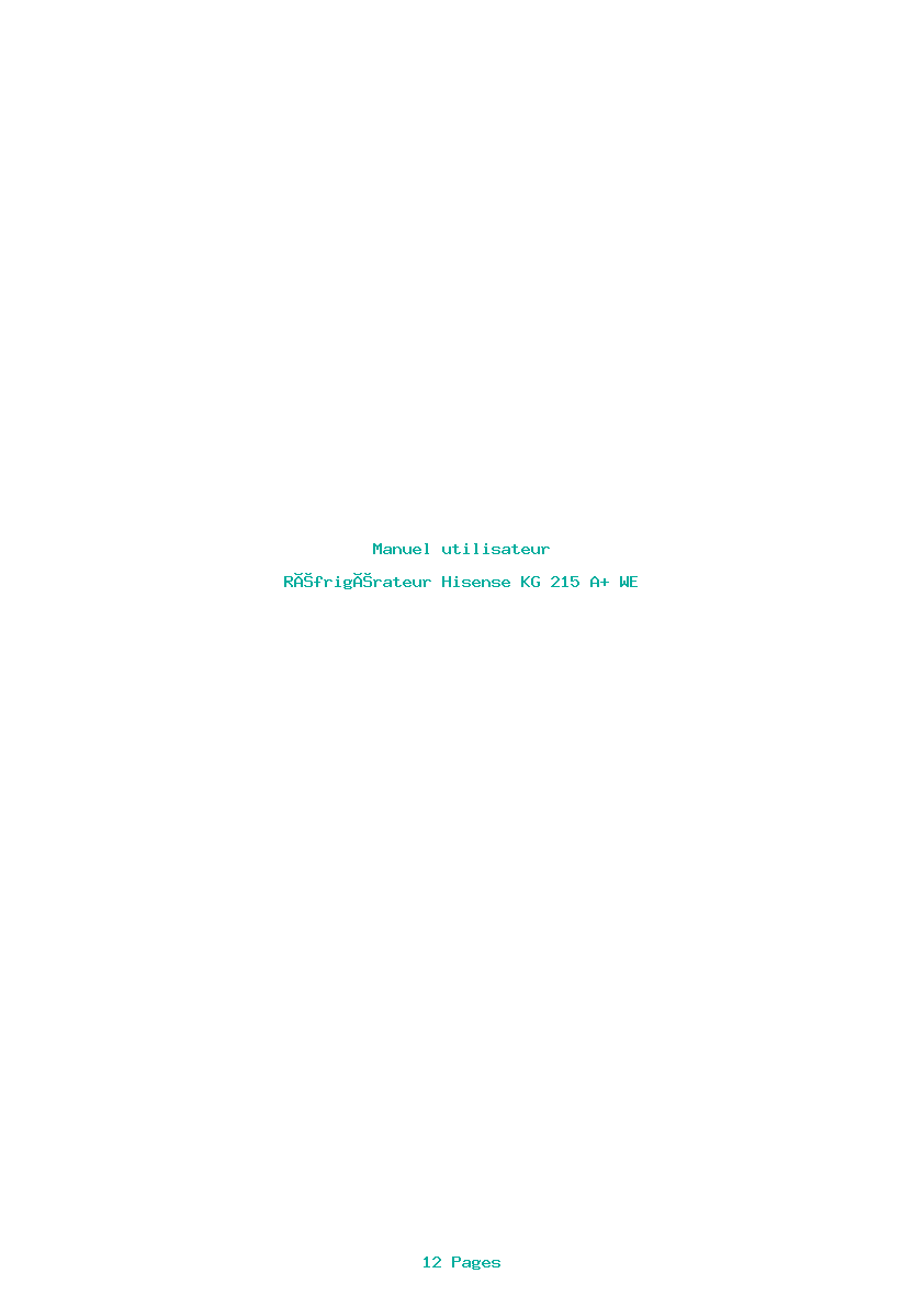 Page 1 de la notice Manuel utilisateur Hisense KG 215 A+ WE