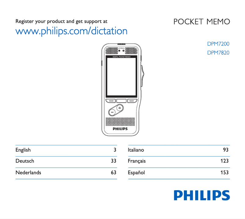 Page n°1 - Manuel utilisateur Philips PocketMemo DPM6700