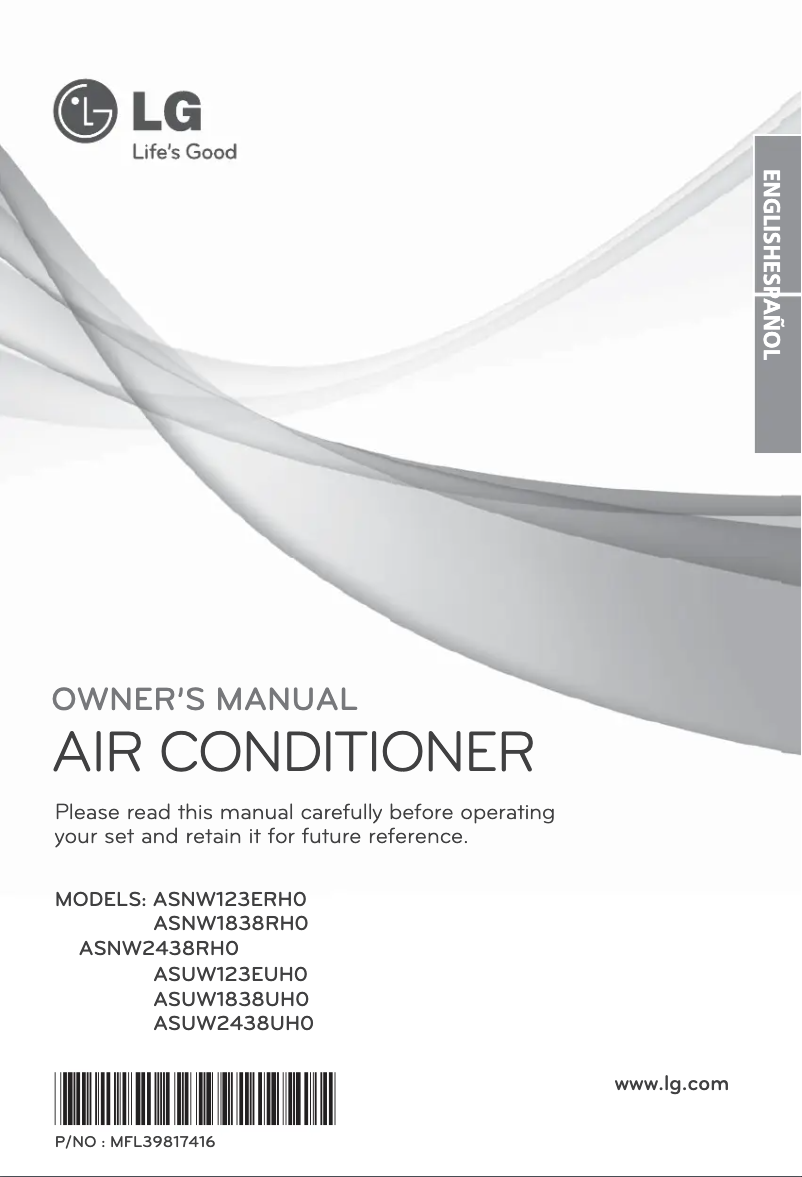Page 1 de la notice Manuel utilisateur LG ASNW1838RH0