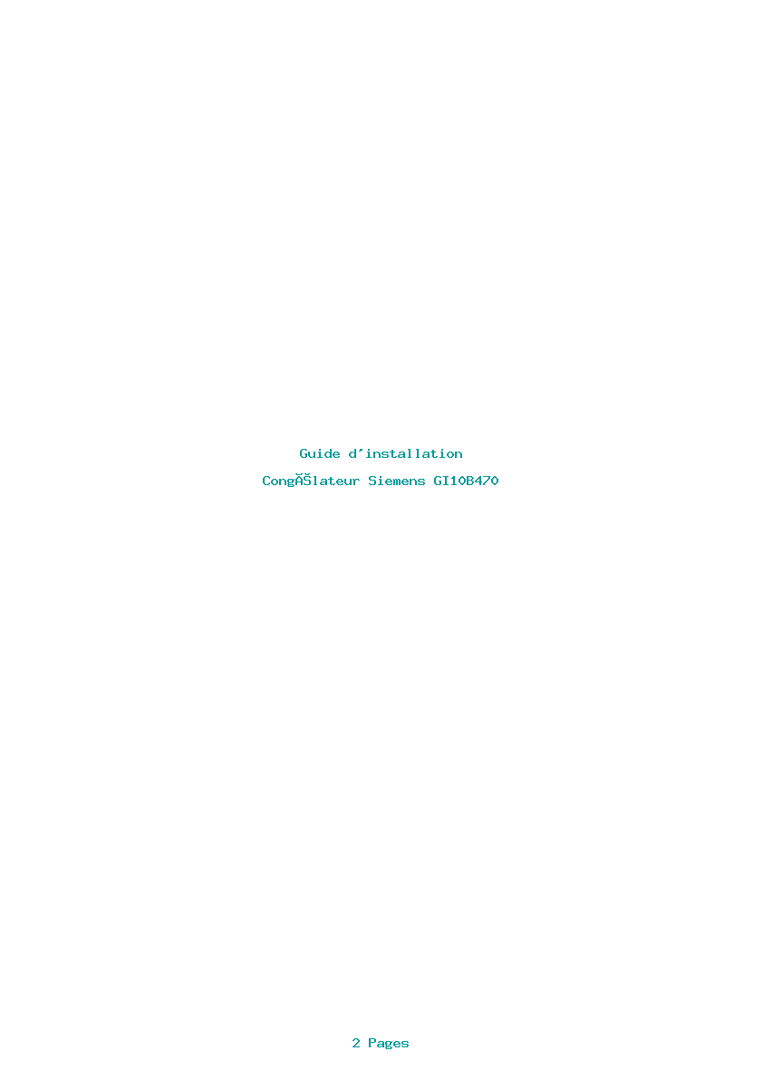 Page 1 de la notice Guide d'installation Siemens GI10B470