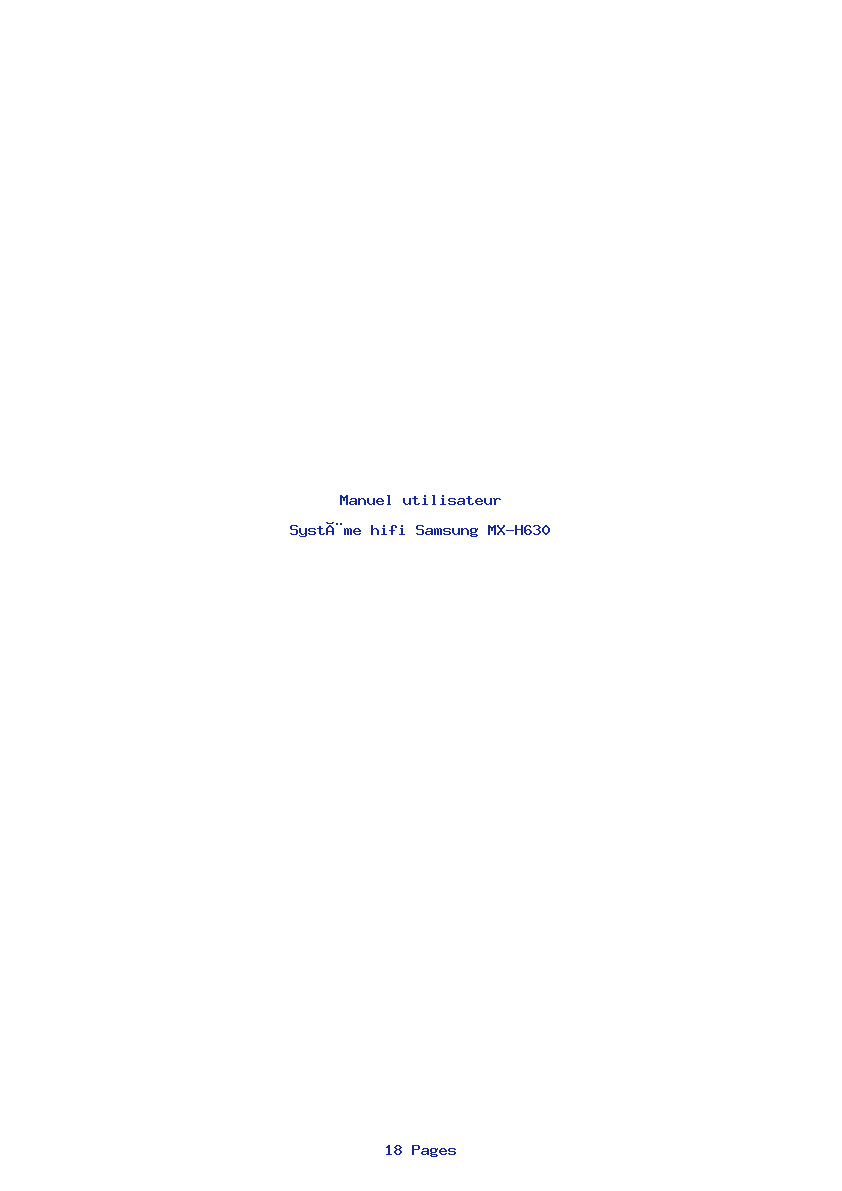 Page 1 de la notice Manuel utilisateur Samsung MX-H630