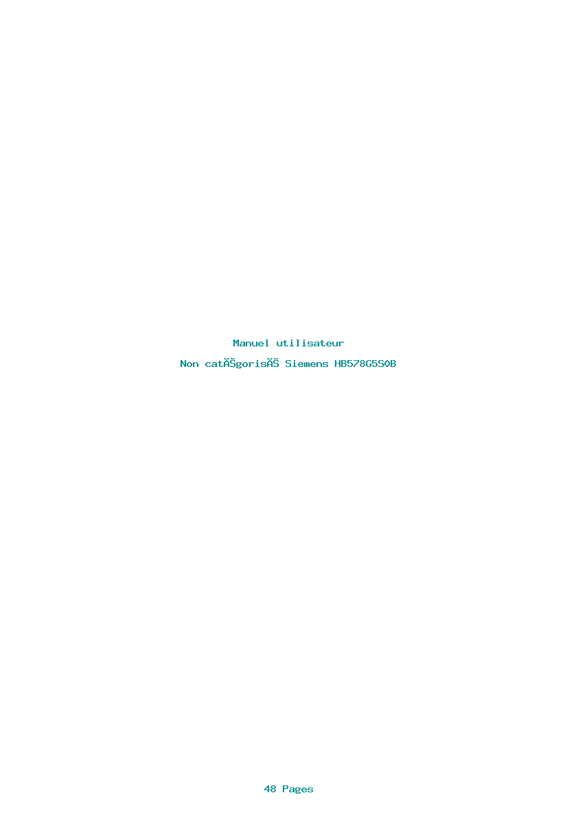Page 1 de la notice Manuel utilisateur Siemens HB578G5S0B
