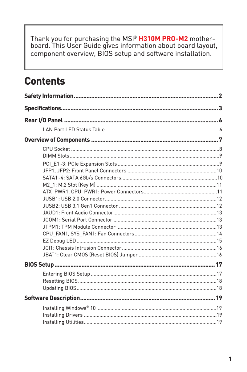 Página 1 del manual Manual de usuario MSI H310M Pro