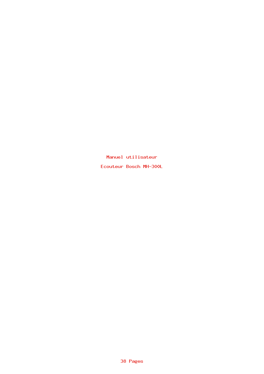 Page 1 de la notice Manuel utilisateur Bosch MH-300L
