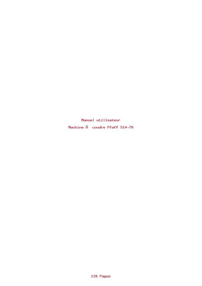 Page 1 de la notice Manuel utilisateur Pfaff S14-78