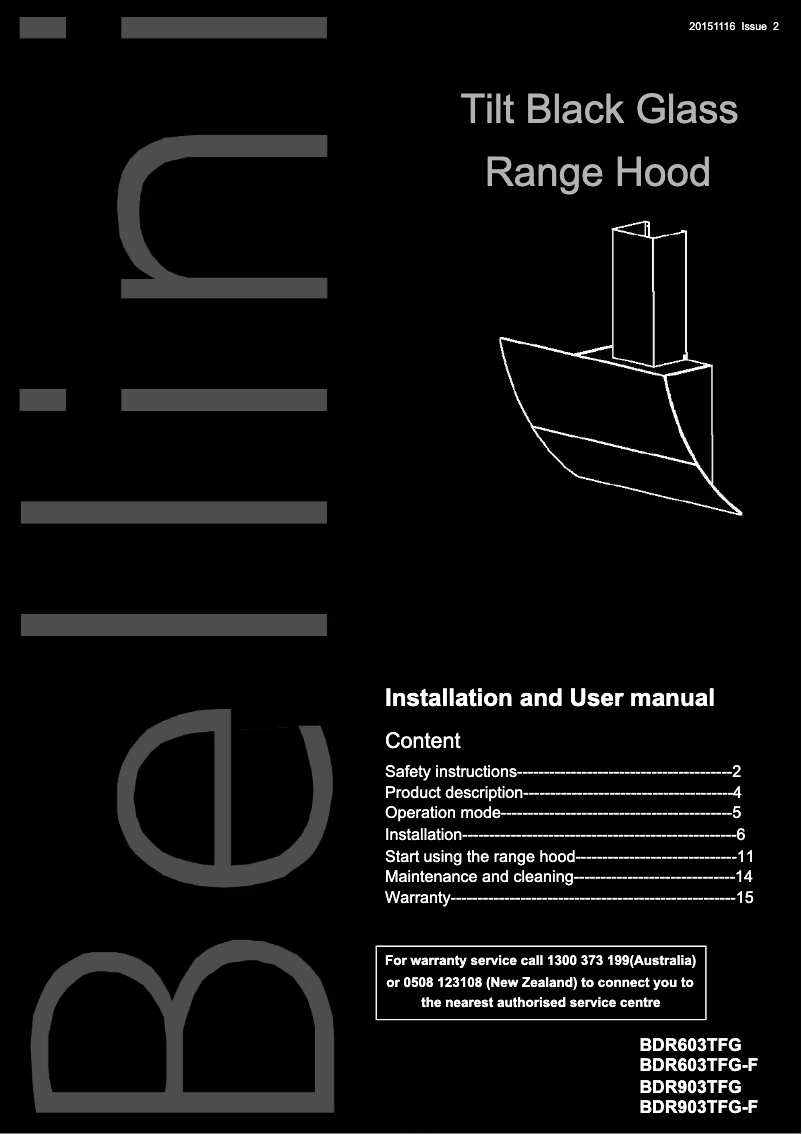 Page 1 de la notice Manuel utilisateur Bellini BDR603TBX