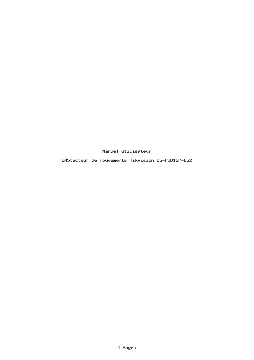 Page 1 de la notice Manuel utilisateur Hikvision DS-PDD12P-EG2