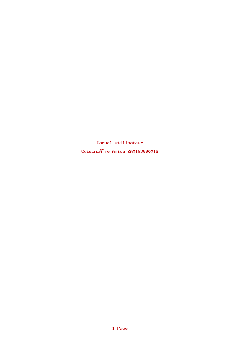 Page 1 de la notice Manuel utilisateur Amica ZAMIG36600TB