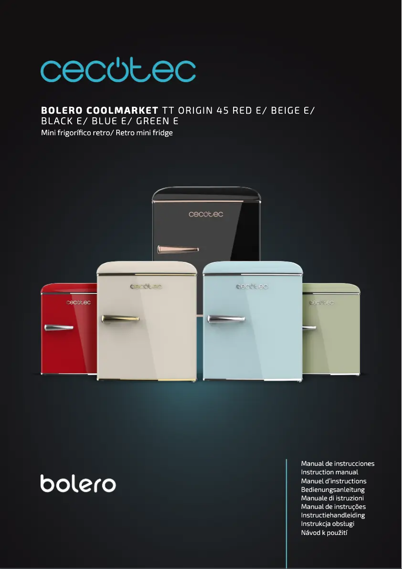 Page 1 de la notice Manuel utilisateur Cecotec Bolero Coolmarket TT Origin 45