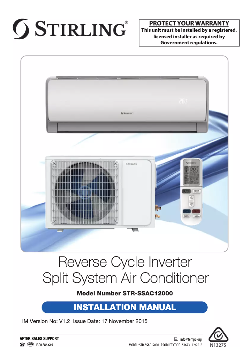 Page 1 of the manual User Manual Stirling STR-SSAC12000