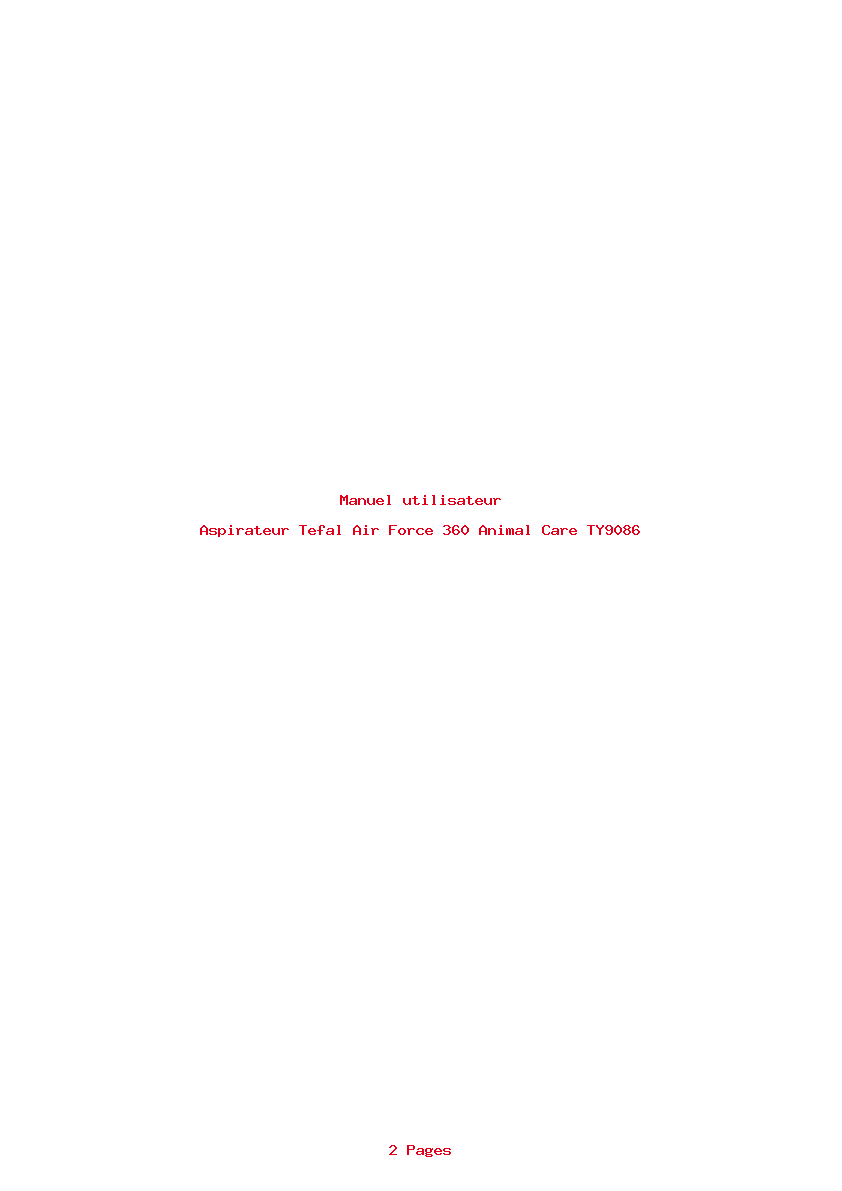 Page 1 de la notice Manuel utilisateur Tefal Air Force 360 Animal Care TY9086