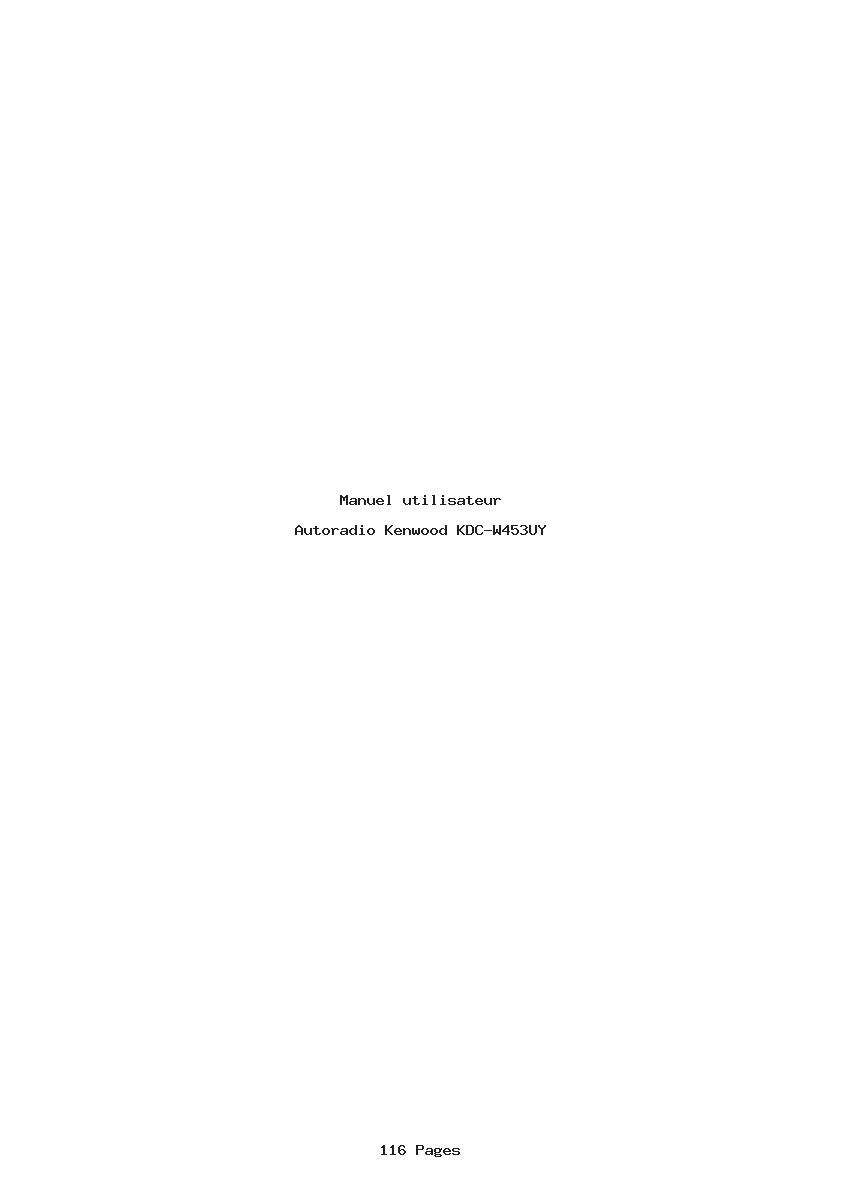 Page 1 de la notice Manuel utilisateur Kenwood KDC-W453UY