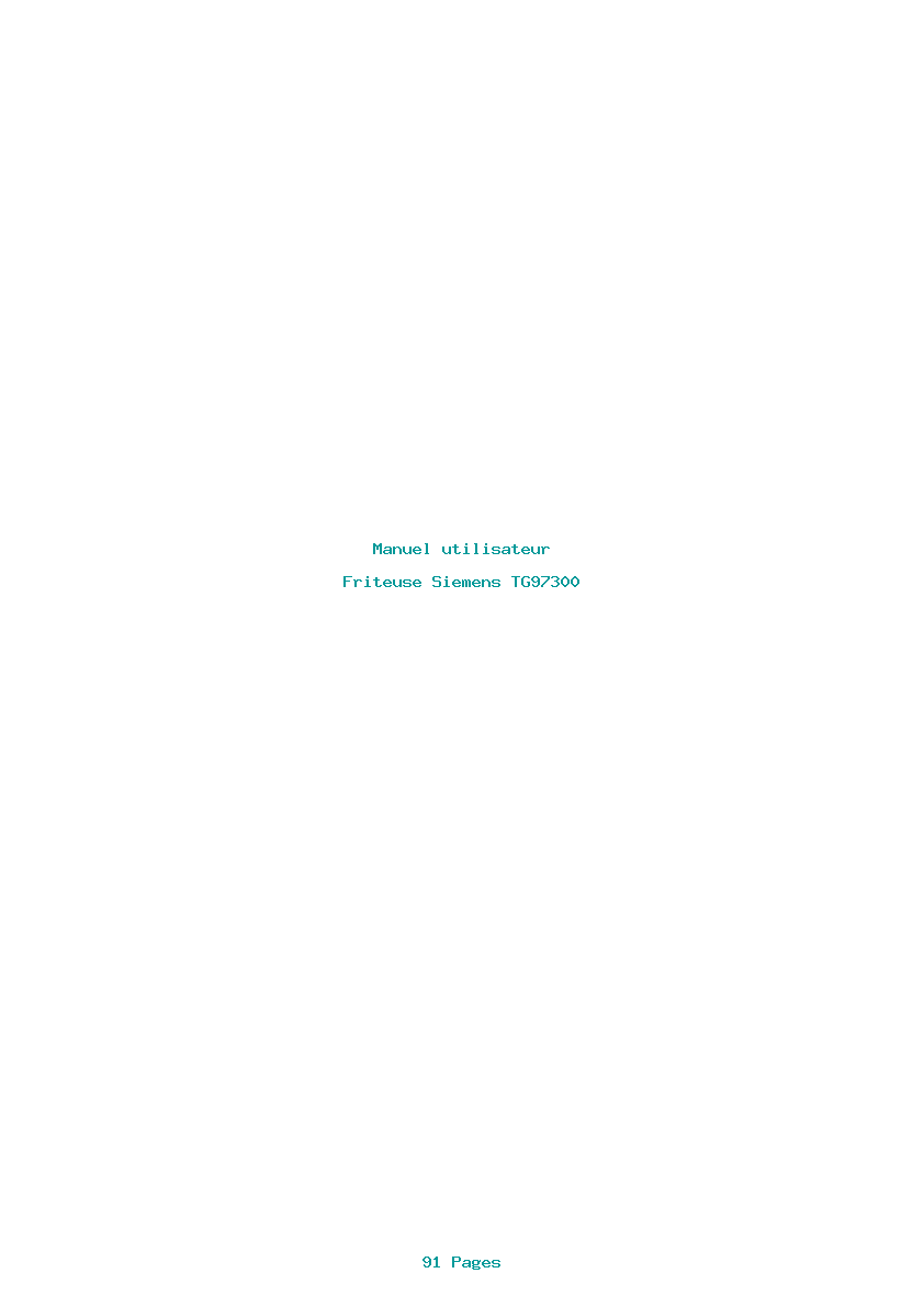 Page 1 de la notice Manuel utilisateur Siemens TG97300