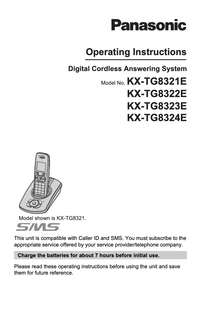Imagen de la primera página del manual del dispositivo KX-TG8322E