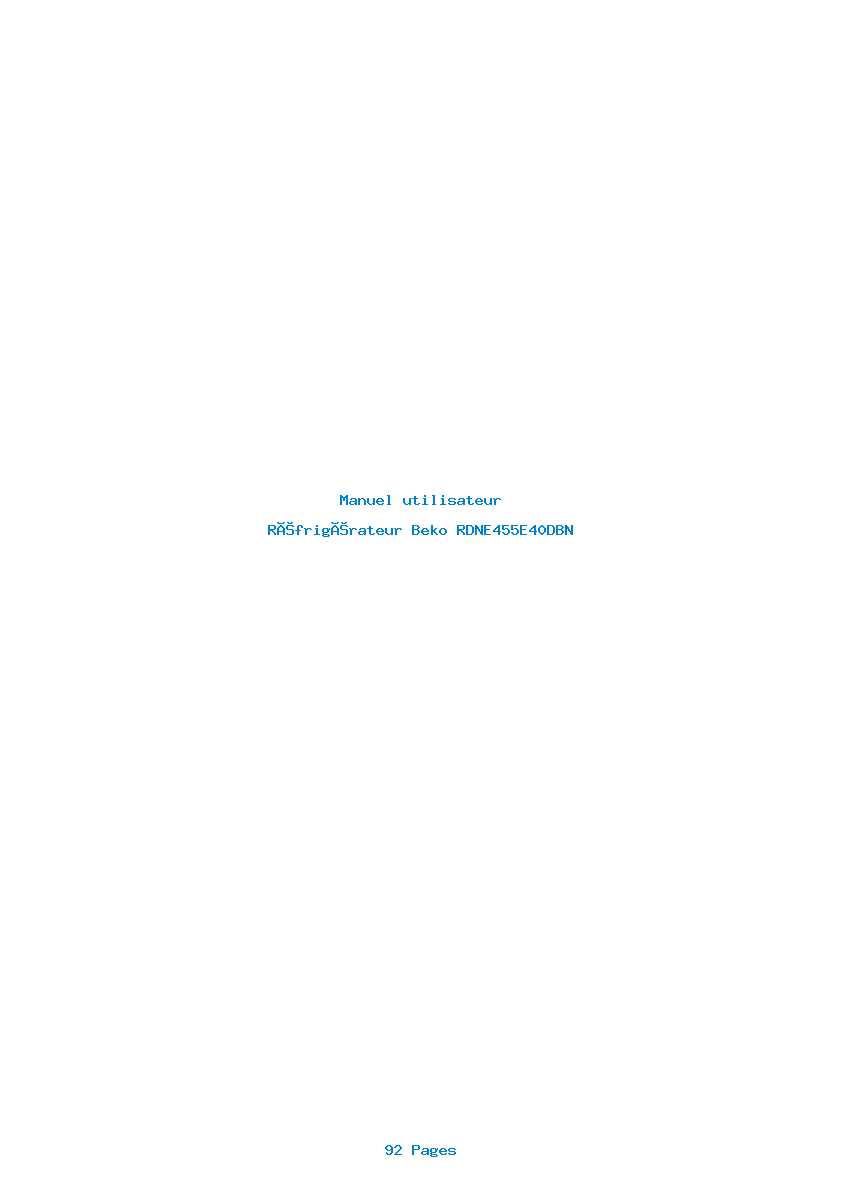 Page 1 de la notice Manuel utilisateur Beko RDNE455E40DBN
