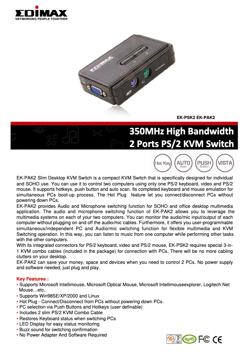 Page 1 de la notice Fiche technique Edimax EK-PAK2
