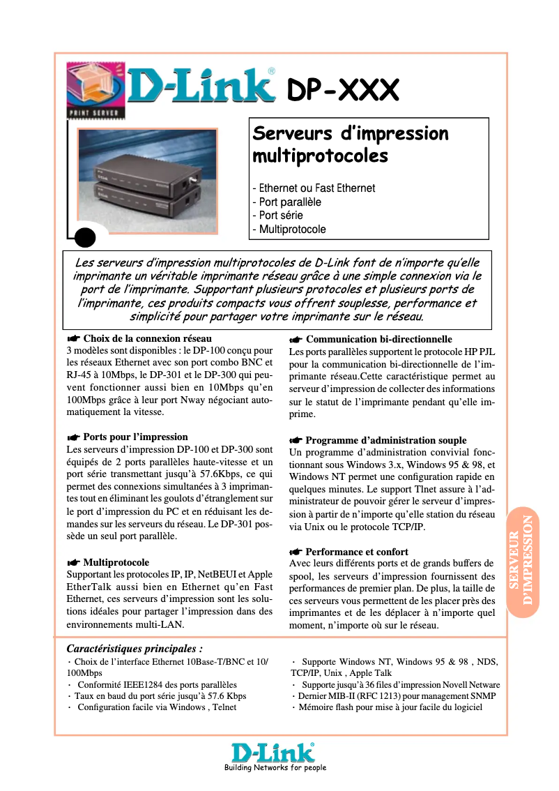 Page 1 de la notice Fiche technique D-Link DP-300