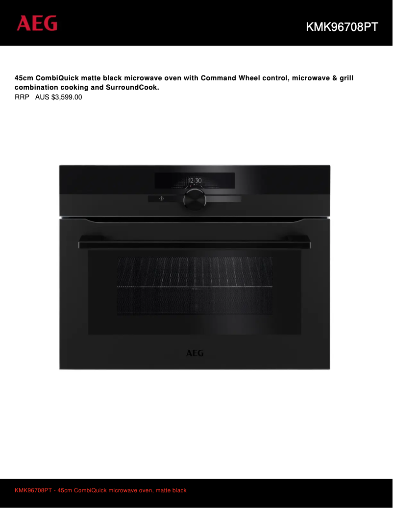 Page 1 de la notice Fiche technique AEG KMK96708PT