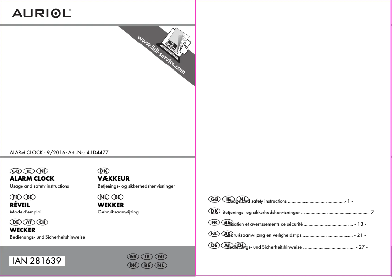 Page 1 of the manual User Manual Auriol 4-LD4477