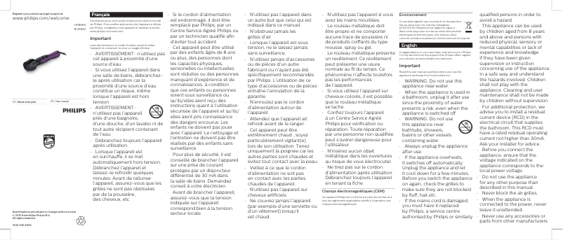 Page 1 de la notice Mode d'emploi Philips StyleCare HP8669