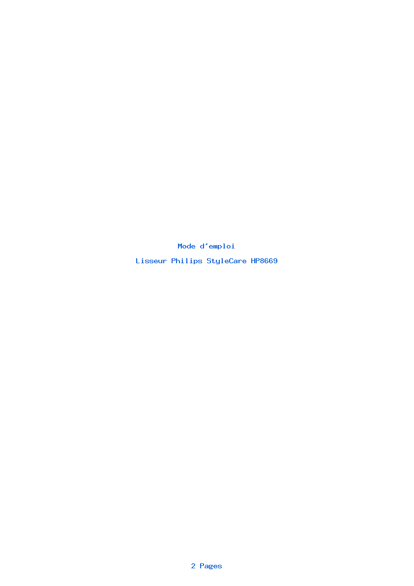 Page 1 de la notice Mode d'emploi Philips StyleCare HP8669
