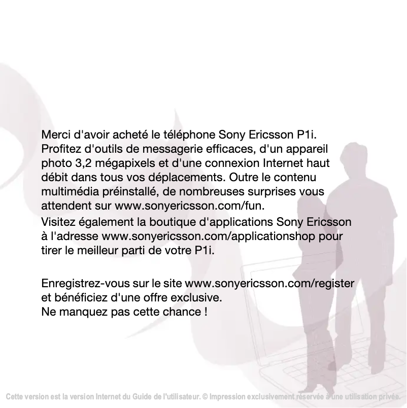 Page 1 de la notice Manuel utilisateur Sony Ericsson P1i