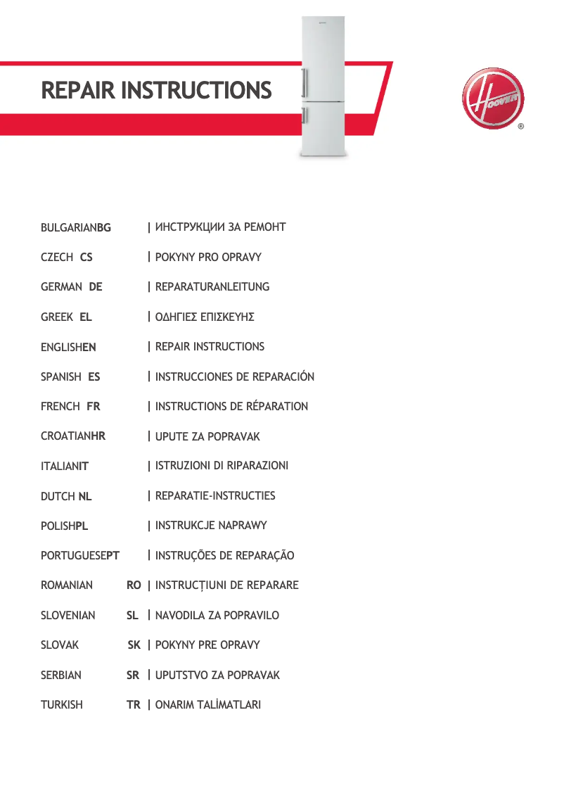 Page 1 de la notice Manuel utilisateur Hoover HBFUP 130 NK