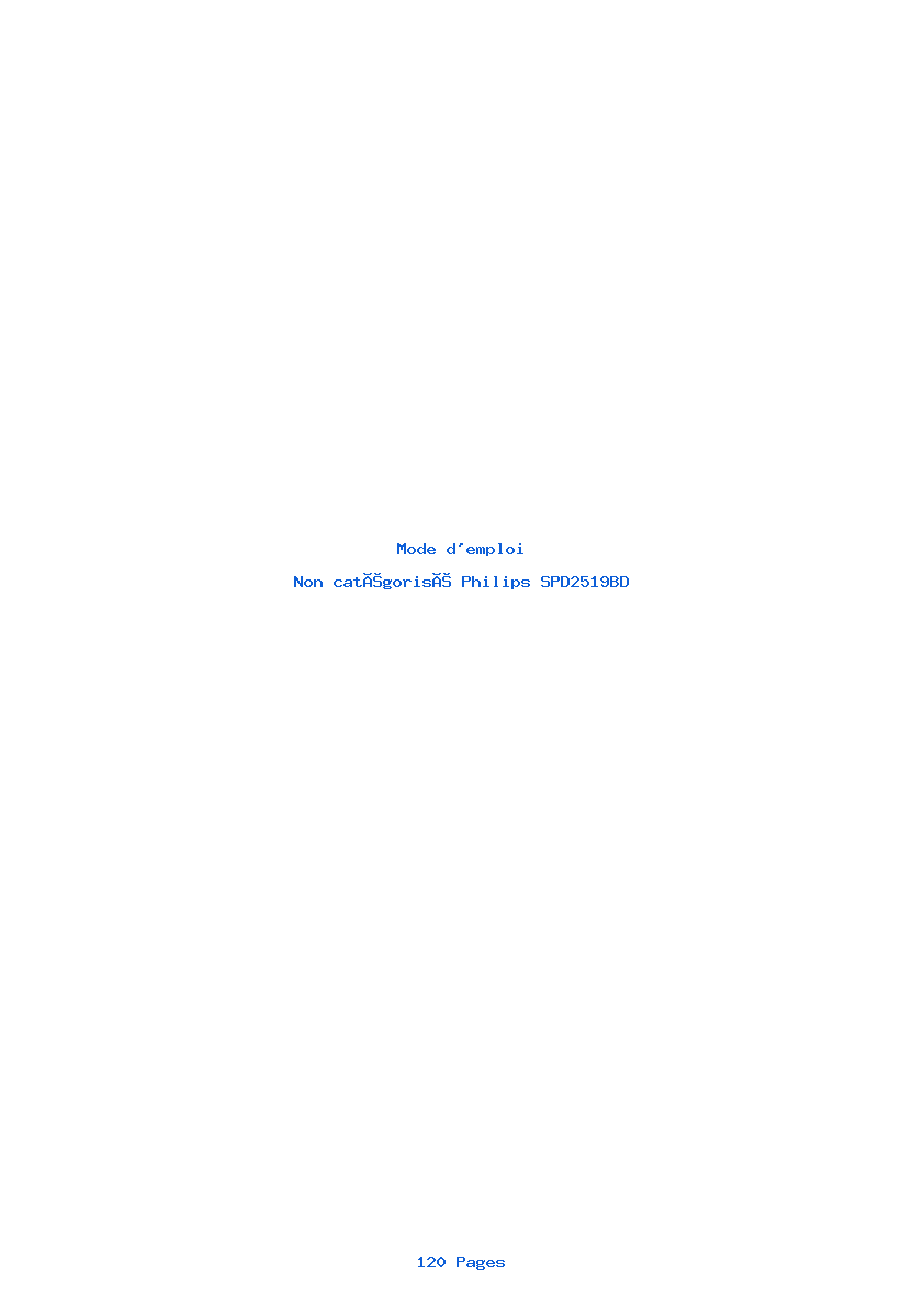 Page 1 de la notice Mode d'emploi Philips SPD2519BD