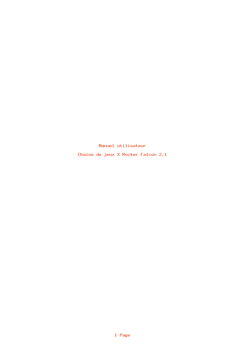 Page 1 de la notice Manuel utilisateur X Rocker Falcon 2.1