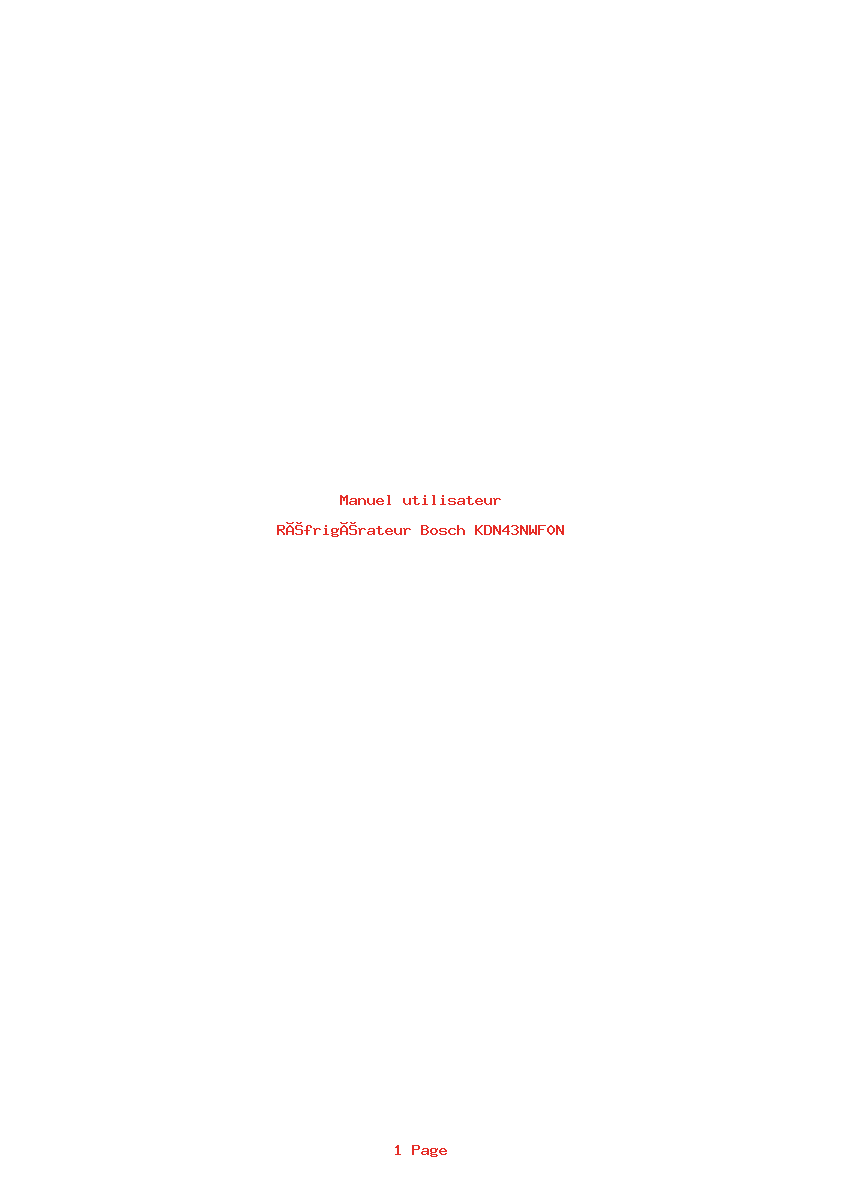 Page 1 de la notice Manuel utilisateur Bosch KDN43NWF0N