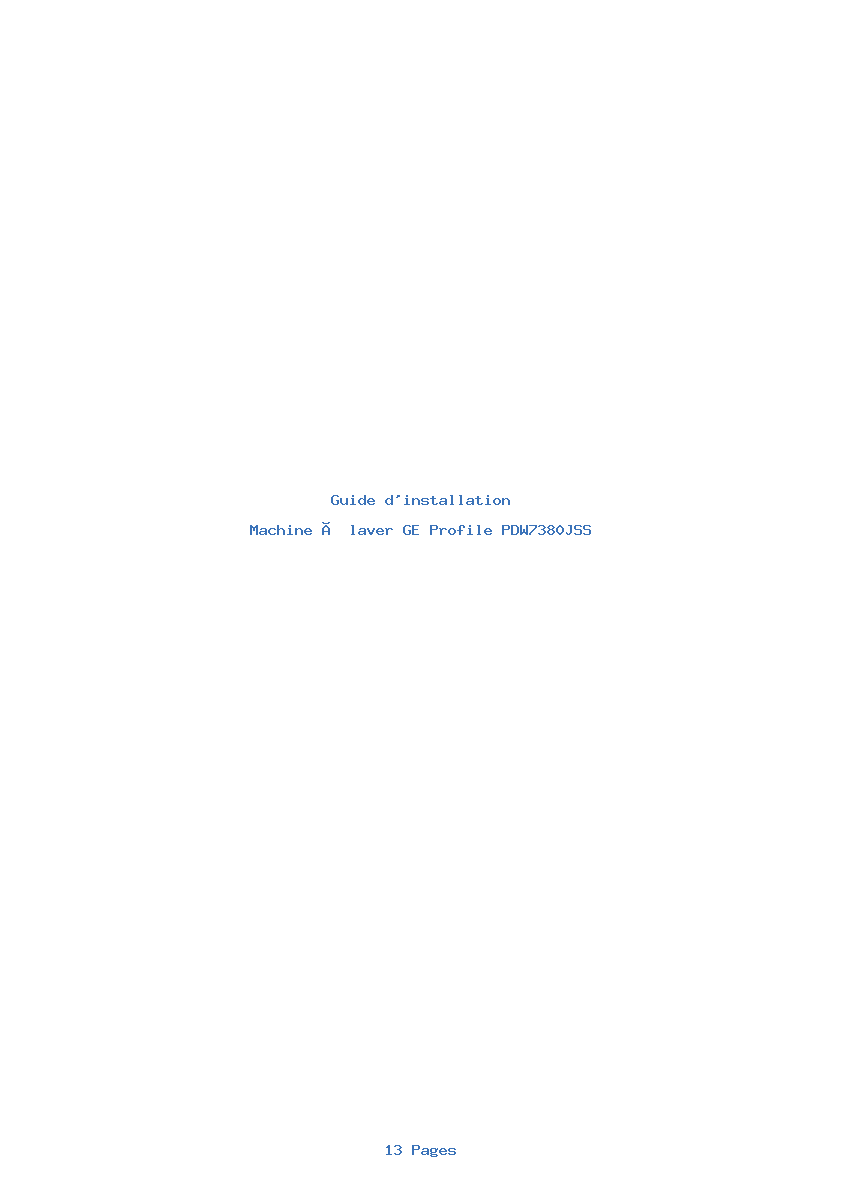 Page 1 de la notice Guide d'installation GE Profile PDW7380JSS