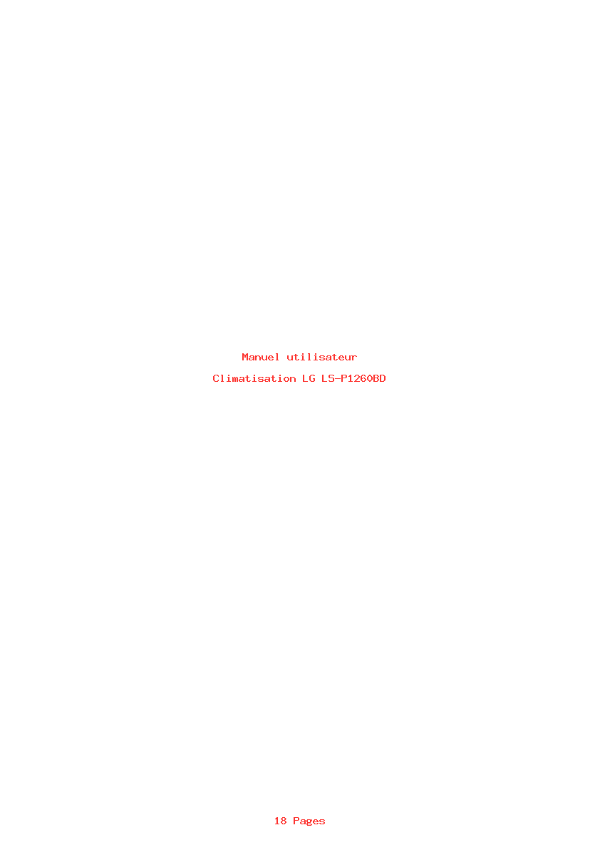 Page 1 de la notice Manuel utilisateur LG LS-P1260BD